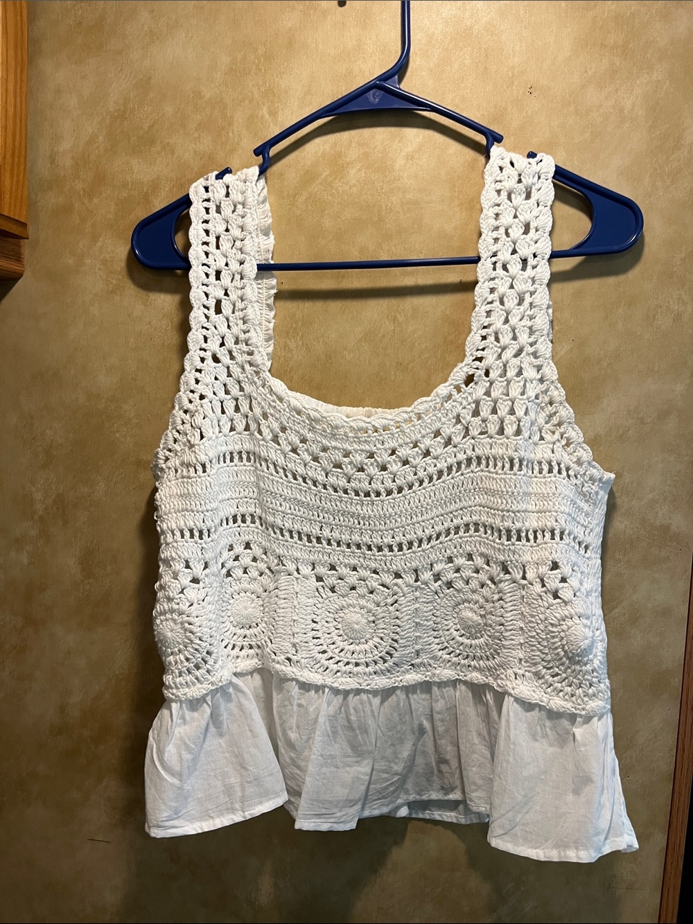 Rebellion White Crochet Peplum Camisole